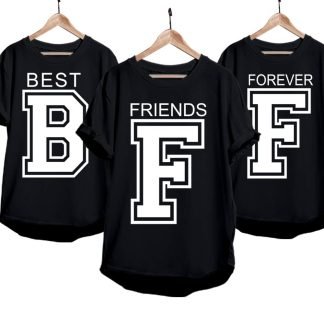 Tee Mafia Unisex Designer Best Friend Combo T-Shirts |Friendship day  T-Shirts| Friends T-Shirt|Best Friend Forever t-Shirt| Black (Pack of 3)