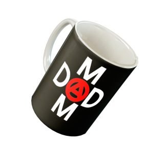 Tee Mafia - Mom Dad Combo 2 Black Ceramic Mug with Print, Microwave Safe.
